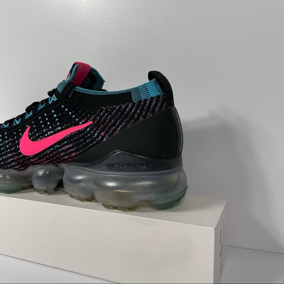 NIKE AIR VAPORMAX FLYKNIT 3 BLACK HYPER PINK BALTIC BLUE WOMENS RUNNING SHOES SI - Picture 10 of 10